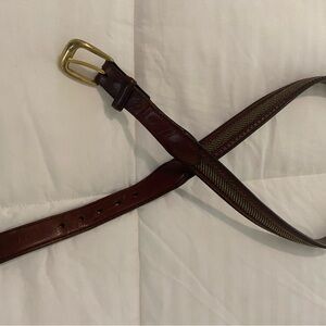 VTG Brighton Men’s Brown Leather & BasketWeaveTextile Solid Brass Buckle 40”